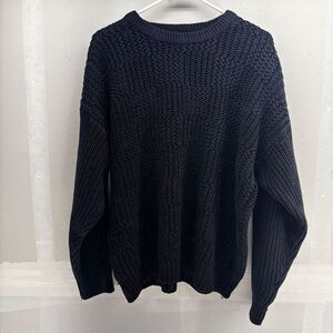 Vintage Windridge Mervyns Navy Acrylic True Cable Knit Sweater Mens XL EUC